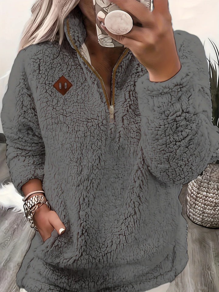 Ayla – Ultra-Soft High-Neck Fleece Pullover - MABEL LONDON