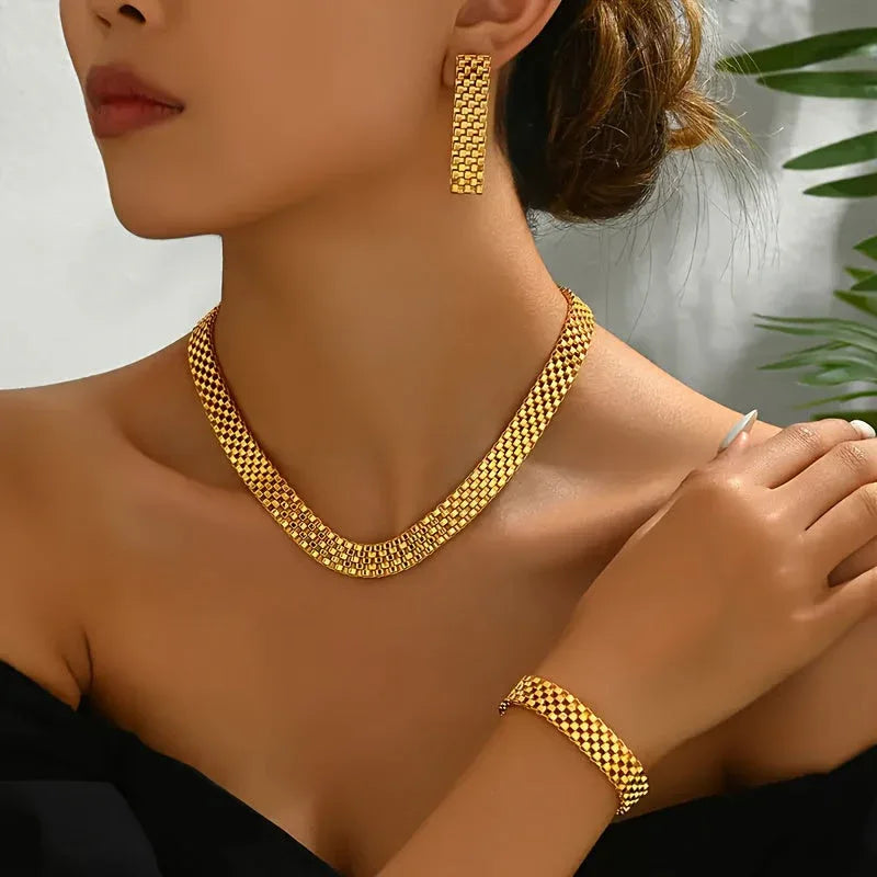 Refined Long Necklace, Bracelet & Earrings Set - MABEL LONDON