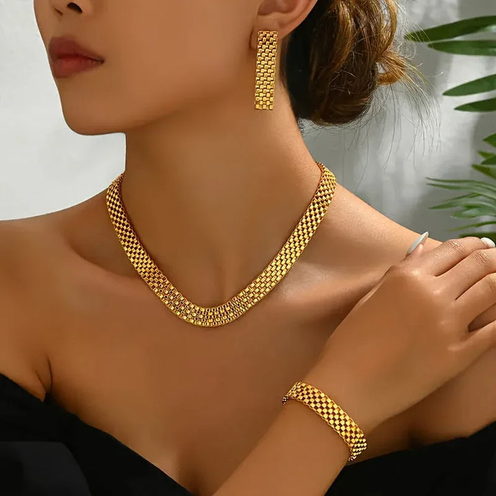 Refined Long Necklace, Bracelet & Earrings Set - MABEL LONDON