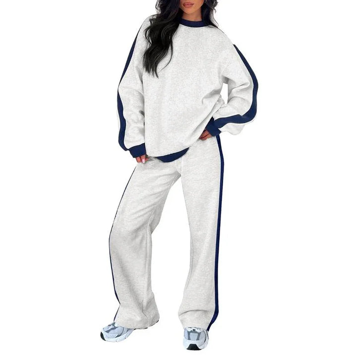 SANDI™ - Comfortable 2-Piece Lounge Set Sweatshirt & Straight Leg Pants - MABEL LONDON
