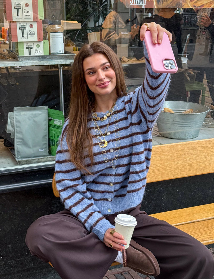 Aurora Vest Stripe Blue/Brown - MABEL LONDON