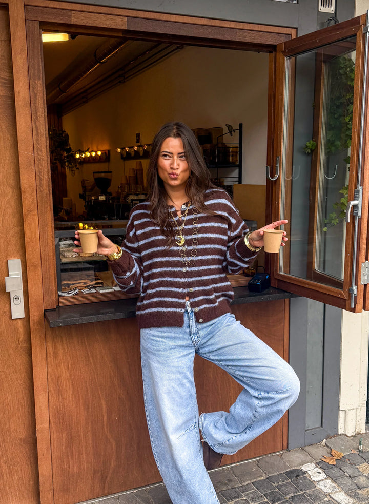 Aurora Vest Stripe Brown/Blue - MABEL LONDON