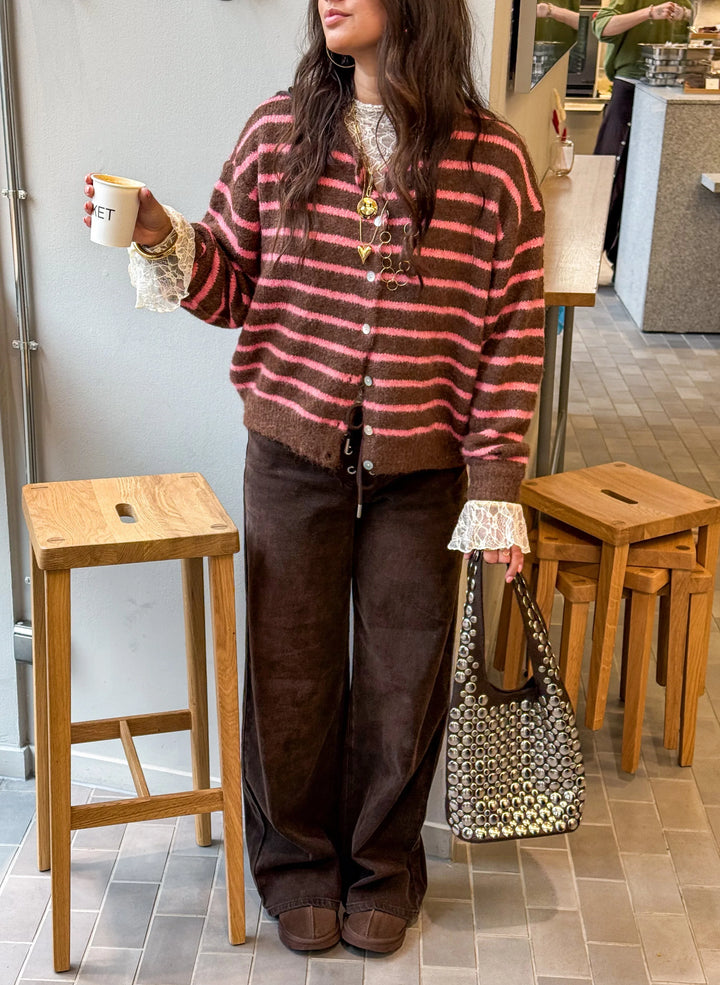 Aurora Vest Stripe Brown/Pink - MABEL LONDON