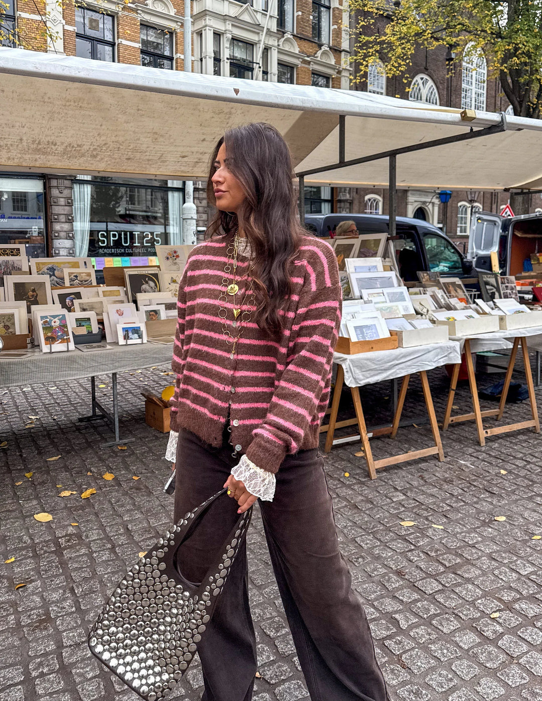Aurora Vest Stripe Brown/Pink - MABEL LONDON