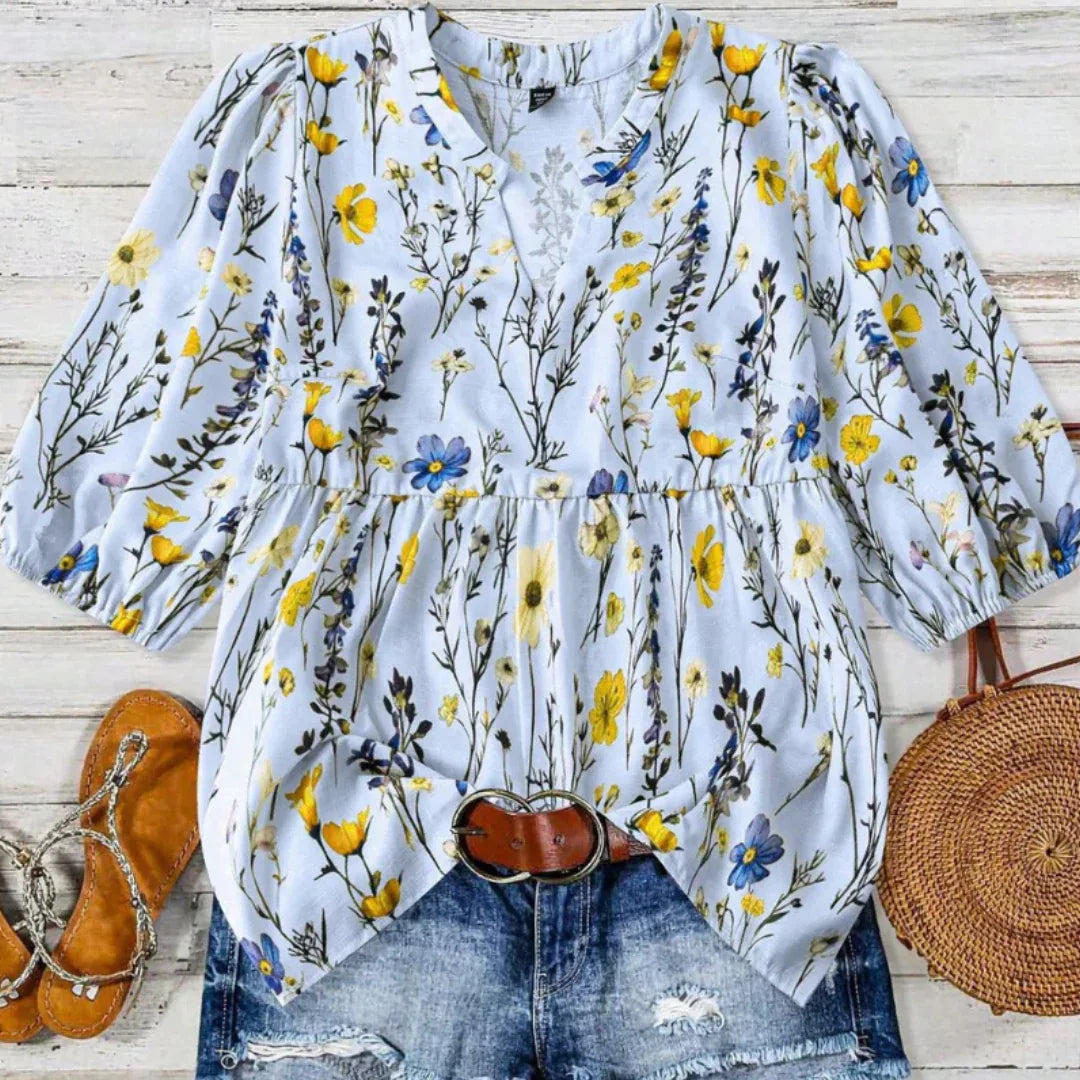 CATALEYA™ - Vintage Floral Bishop Sleeve Top - MABEL LONDON