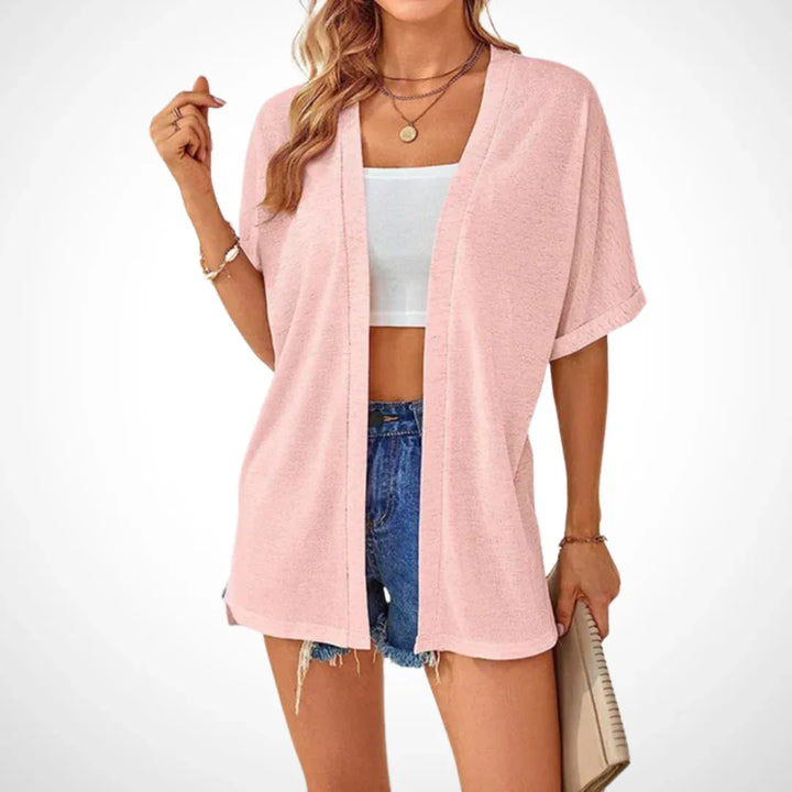 APPOLLINE™ - Stylish Flowy Short Sleeve Cardigan - MABEL LONDON