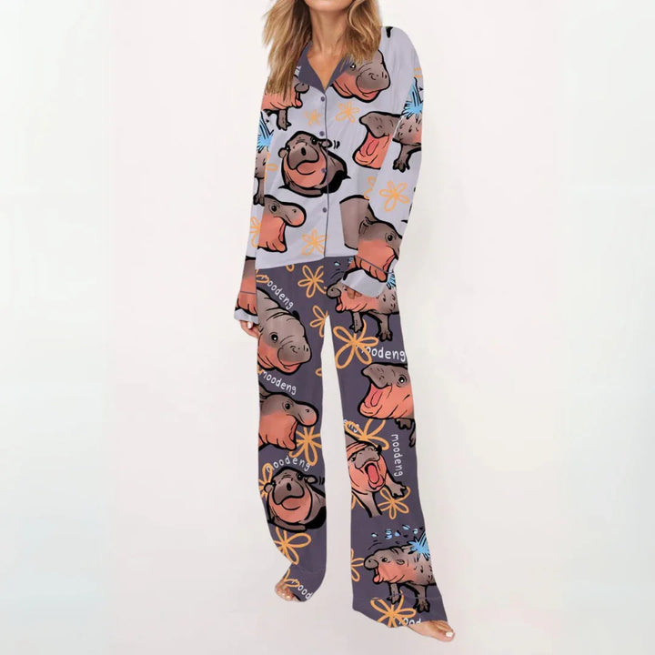 SYLIA™ - Casual Printed Button Down Top and Comfy Pajama - MABEL LONDON