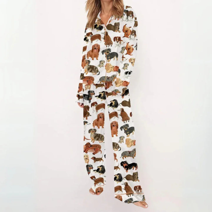 SYLIA™ - Casual Printed Button Down Top and Comfy Pajama - MABEL LONDON