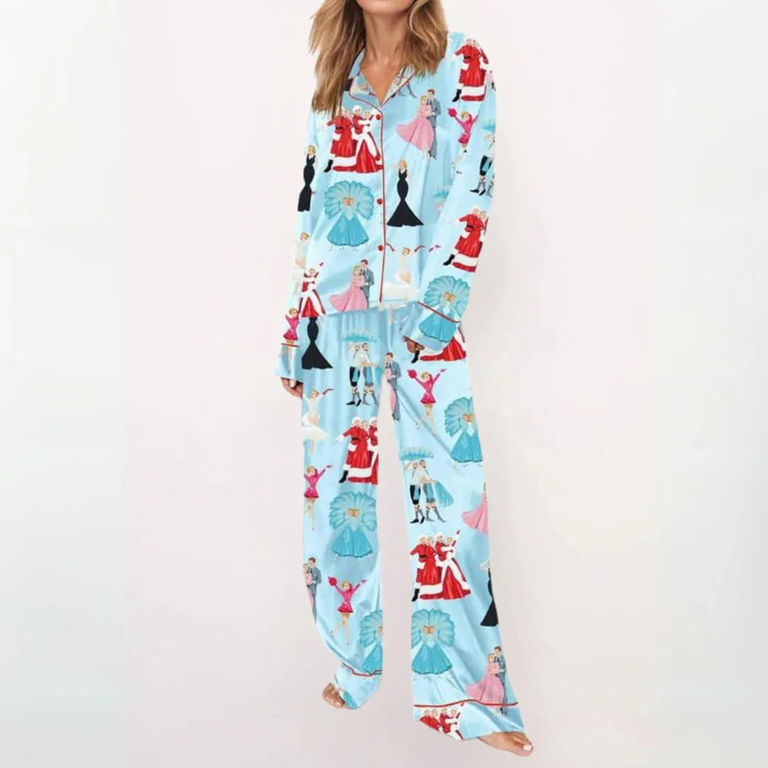 SYLIA™ - Casual Printed Button Down Top and Comfy Pajama - MABEL LONDON