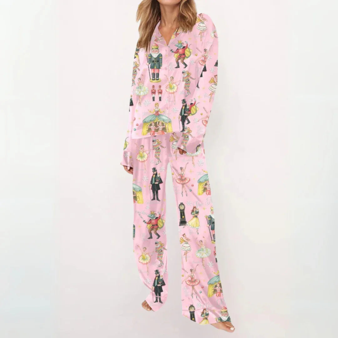 SYLIA™ - Casual Printed Button Down Top and Comfy Pajama - MABEL LONDON