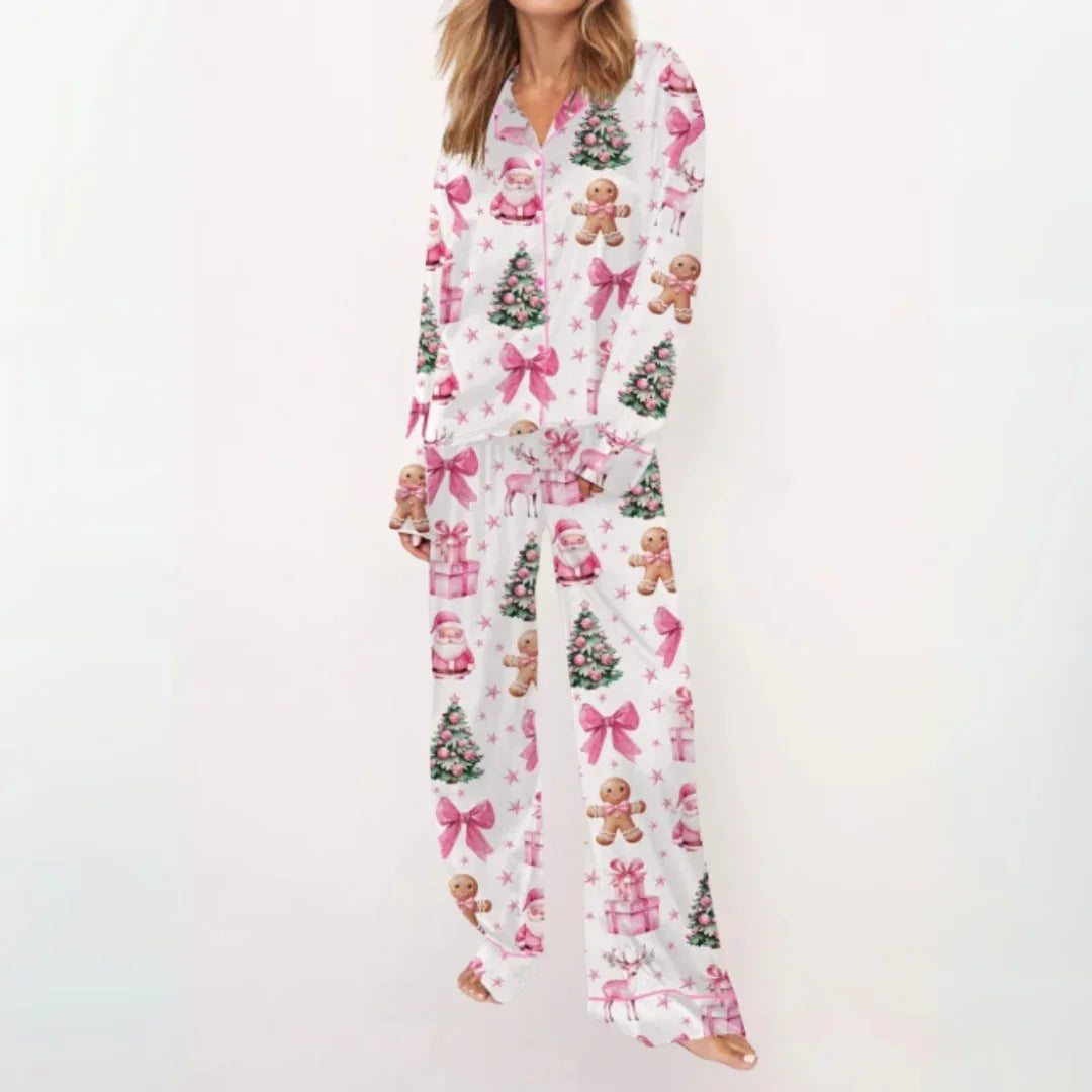 SYLIA™ - Casual Printed Button Down Top and Comfy Pajama - MABEL LONDON