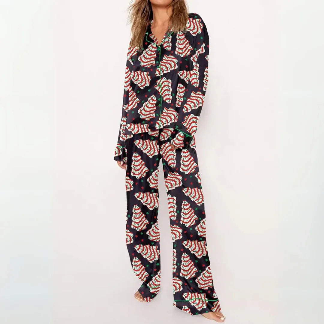 SYLIA™ - Casual Printed Button Down Top and Comfy Pajama - MABEL LONDON