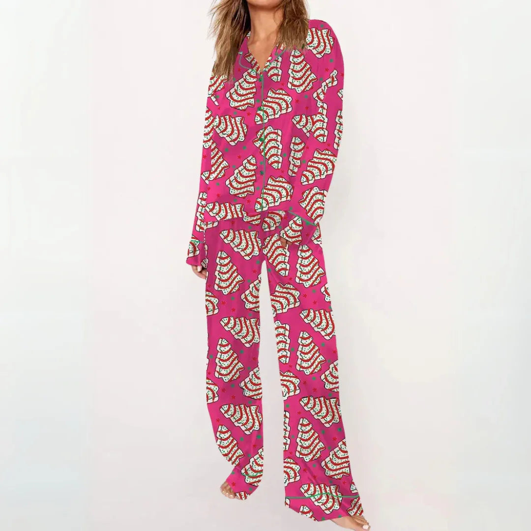 SYLIA™ - Casual Printed Button Down Top and Comfy Pajama - MABEL LONDON