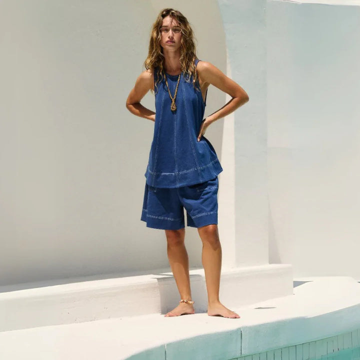 LUNARA™ - Comfy Sleeveless A-Line Top and Shorts Duo - MABEL LONDON