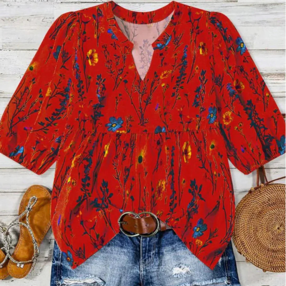 CATALEYA™ - Vintage Floral Bishop Sleeve Top - MABEL LONDON