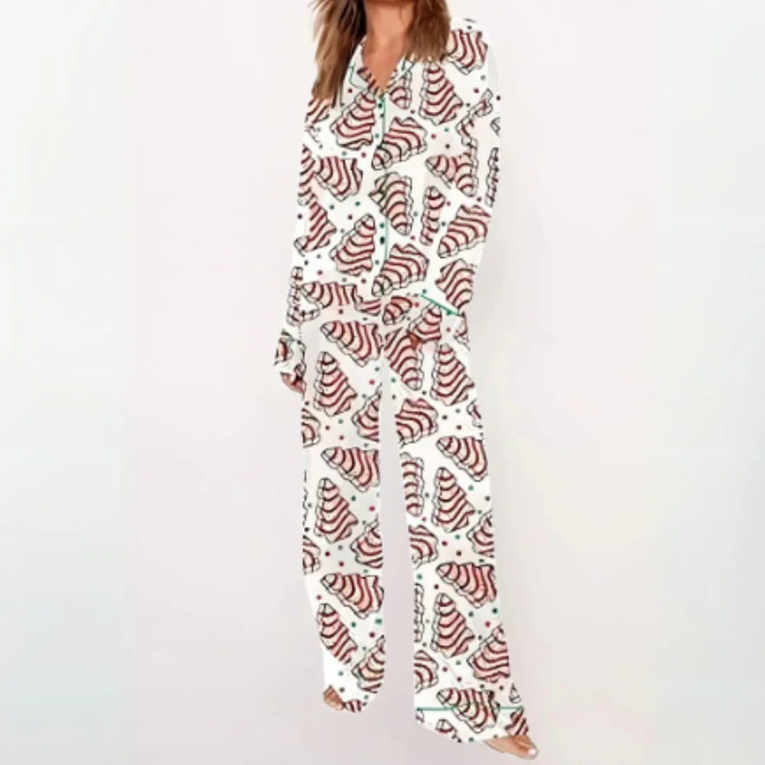 SYLIA™ - Casual Printed Button Down Top and Comfy Pajama - MABEL LONDON