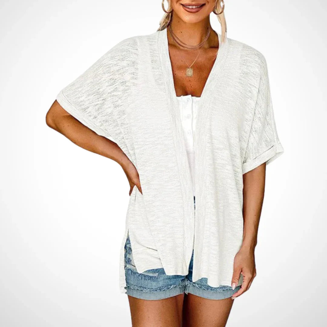APPOLLINE™ - Stylish Flowy Short Sleeve Cardigan - MABEL LONDON