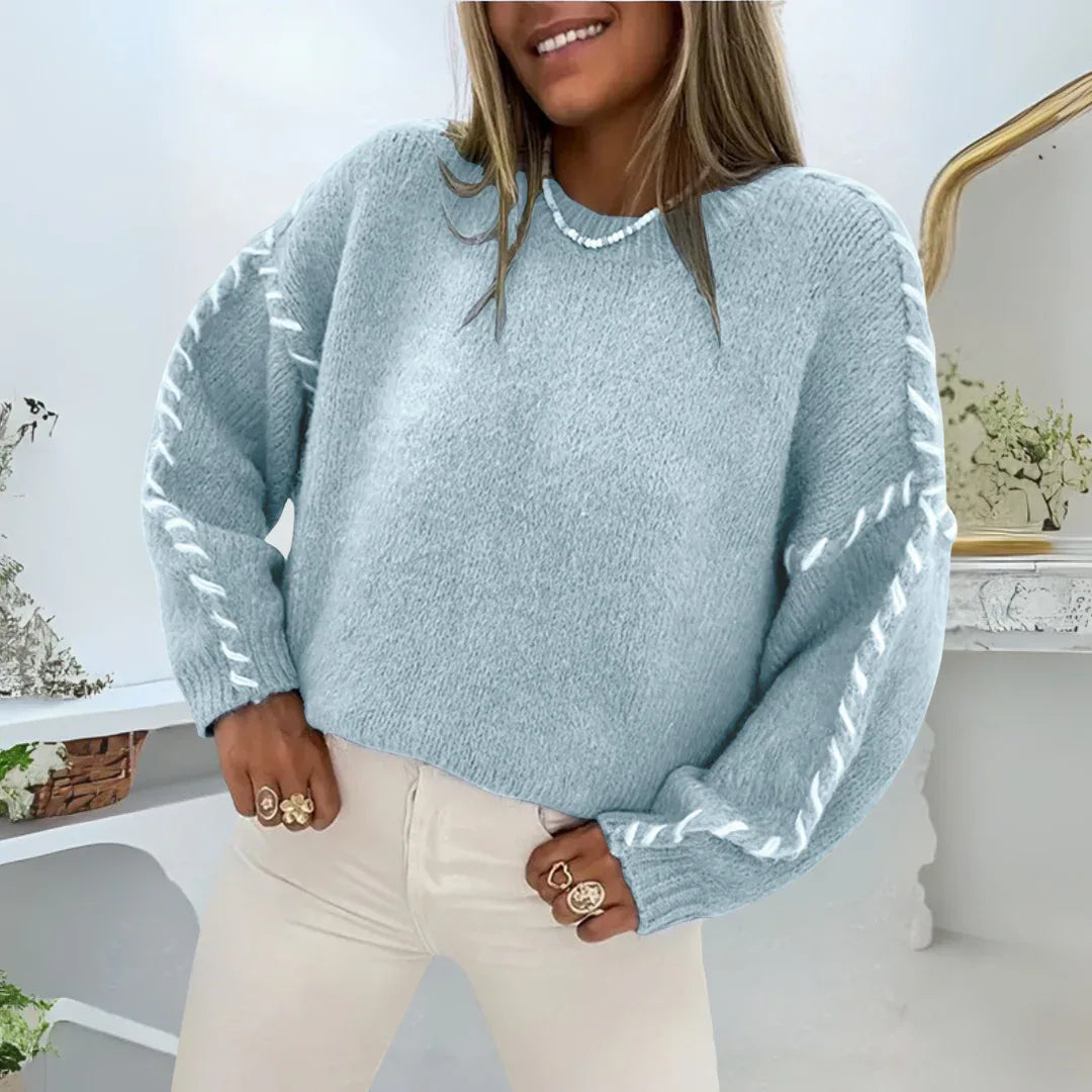 XANADU™ - Comfy Long Sleeve Round Neck Sweater - MABEL LONDON