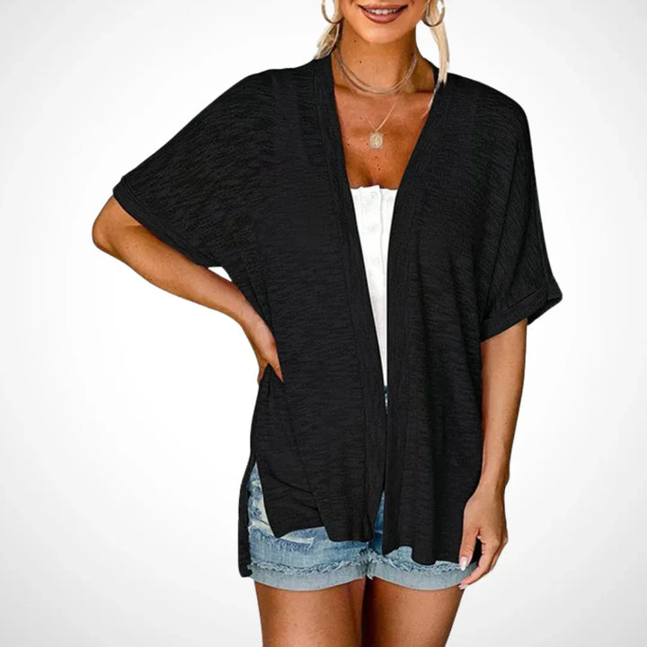 APPOLLINE™ - Stylish Flowy Short Sleeve Cardigan - MABEL LONDON