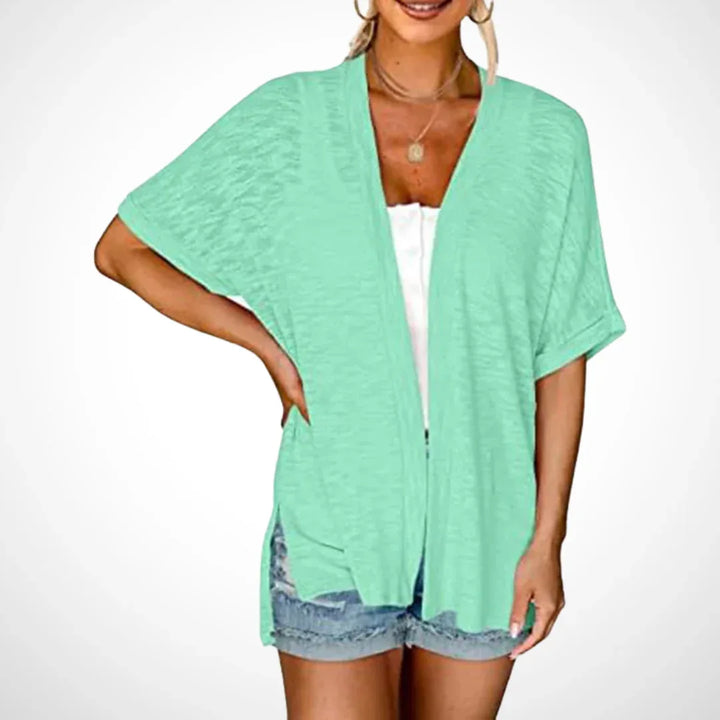 APPOLLINE™ - Stylish Flowy Short Sleeve Cardigan - MABEL LONDON