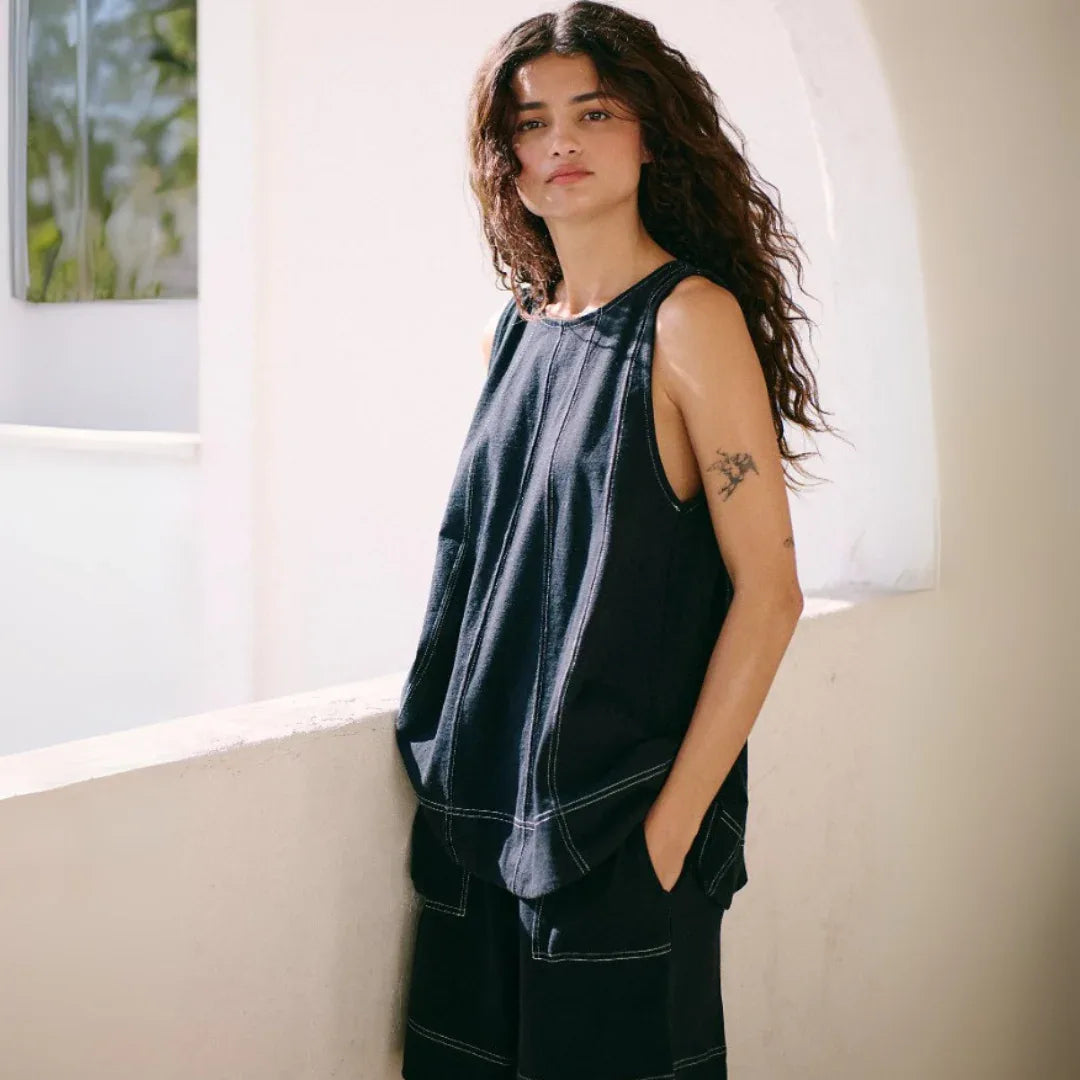 LUNARA™ - Comfy Sleeveless A-Line Top and Shorts Duo - MABEL LONDON