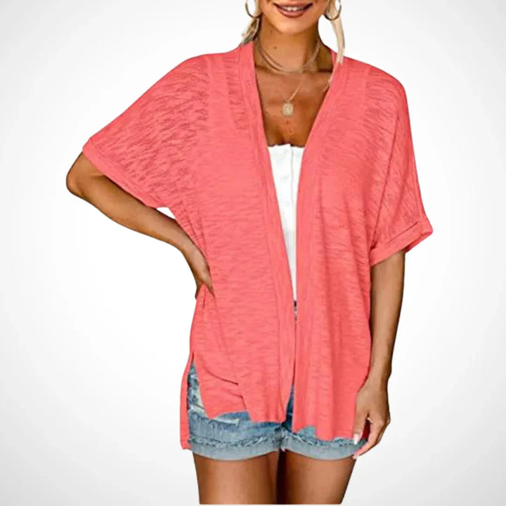 APPOLLINE™ - Stylish Flowy Short Sleeve Cardigan - MABEL LONDON