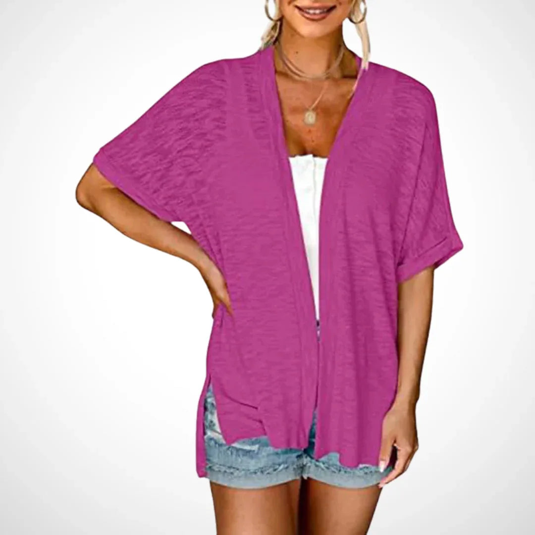 APPOLLINE™ - Stylish Flowy Short Sleeve Cardigan - MABEL LONDON