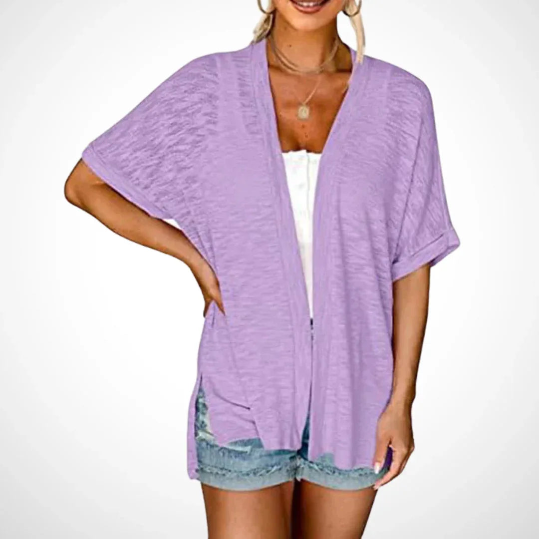 APPOLLINE™ - Stylish Flowy Short Sleeve Cardigan - MABEL LONDON