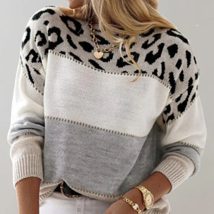 Diane | Leopard Accent Knit Sweater - MABEL LONDON