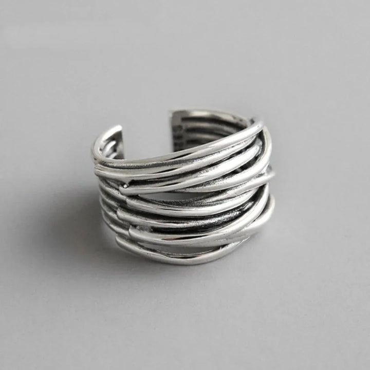 Adjustable Layered 925 Sterling Silver Ring - MABEL LONDON