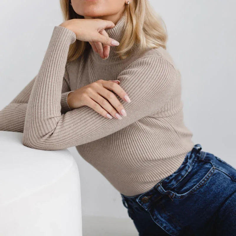 MAEVA™ - Ribbed Turtleneck Sweater - MABEL LONDON