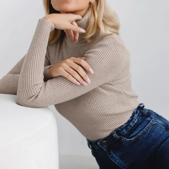 MAEVA™ - Ribbed Turtleneck Sweater - MABEL LONDON
