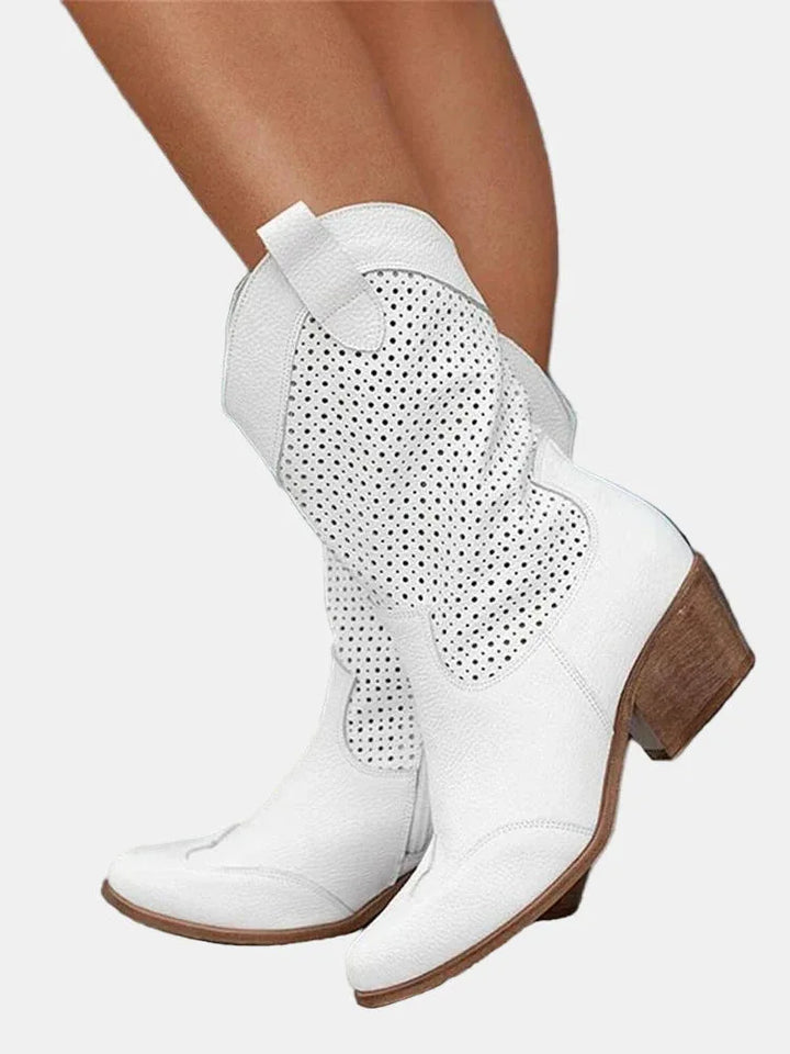 Piper | Perforated Ankle Boots - MABEL LONDON