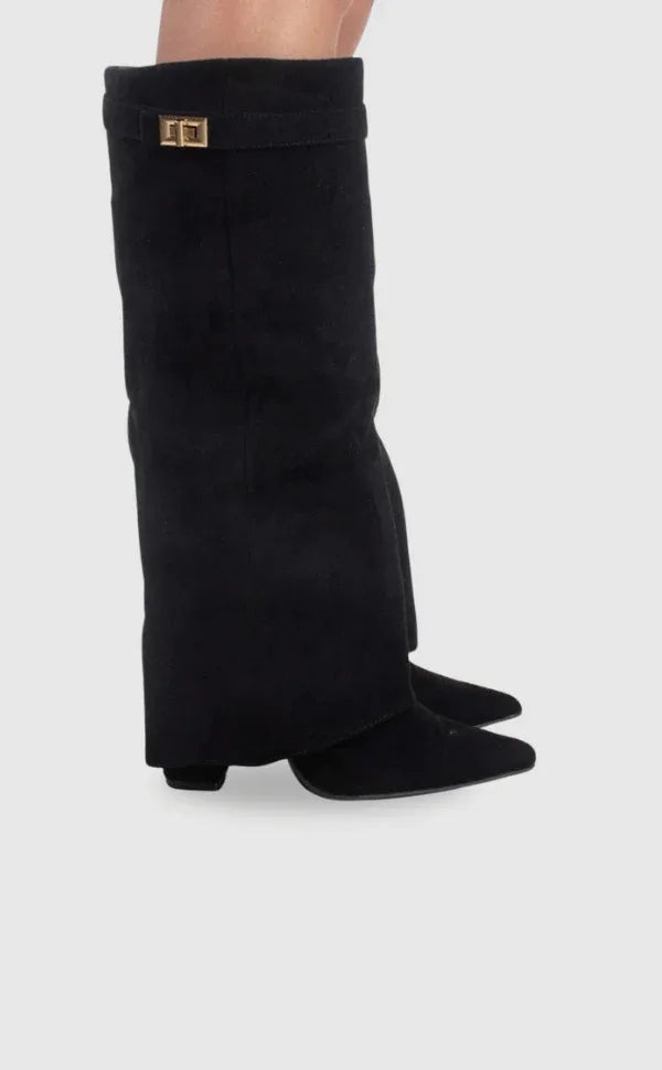 HARRIET | WOMEN'S LEATHER THIGH-HIGH BOOTS WITH BUCKLE - MABEL LONDON