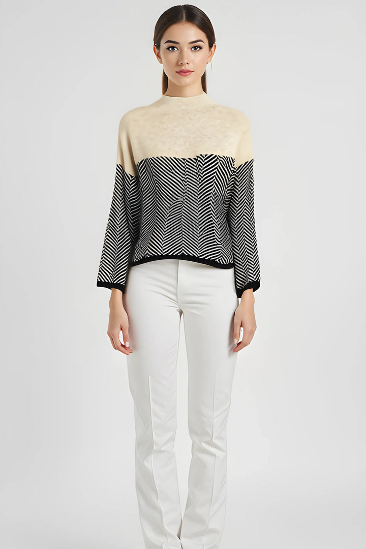 NORA™ | Two-Tone High-Neck Pullover - MABEL LONDON