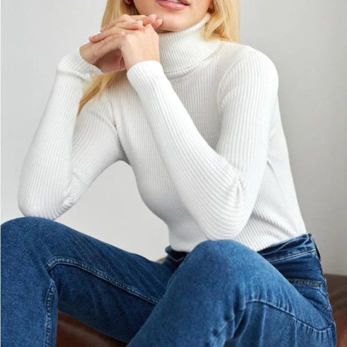MAEVA™ - Ribbed Turtleneck Sweater - MABEL LONDON