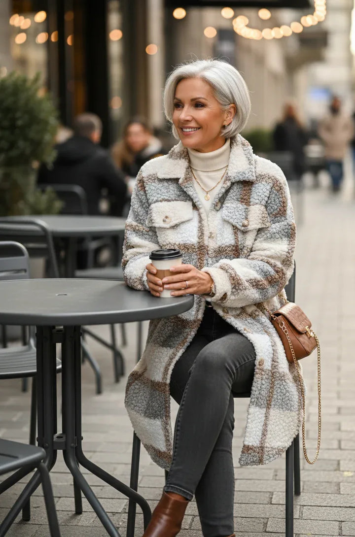 Mila – Soft Plaid Lapel Coat - MABEL LONDON