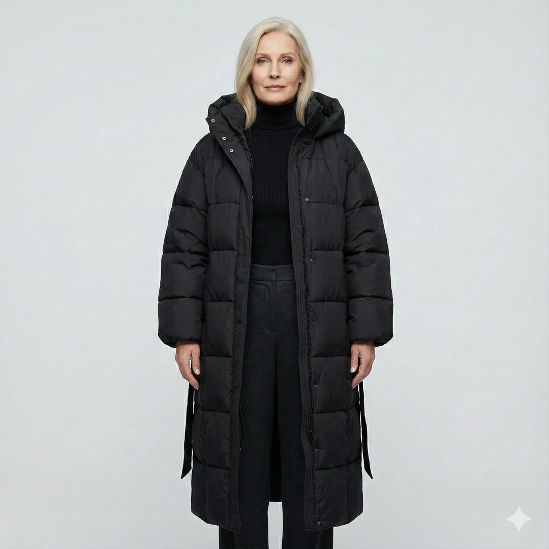 Carmen - Long Belted Puffer Coat - MABEL LONDON