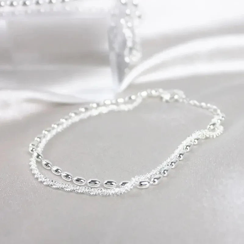 Silver Bracelet Set with Zirconia Details - MABEL LONDON