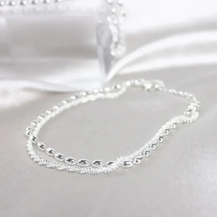 Silver Bracelet Set with Zirconia Details - MABEL LONDON