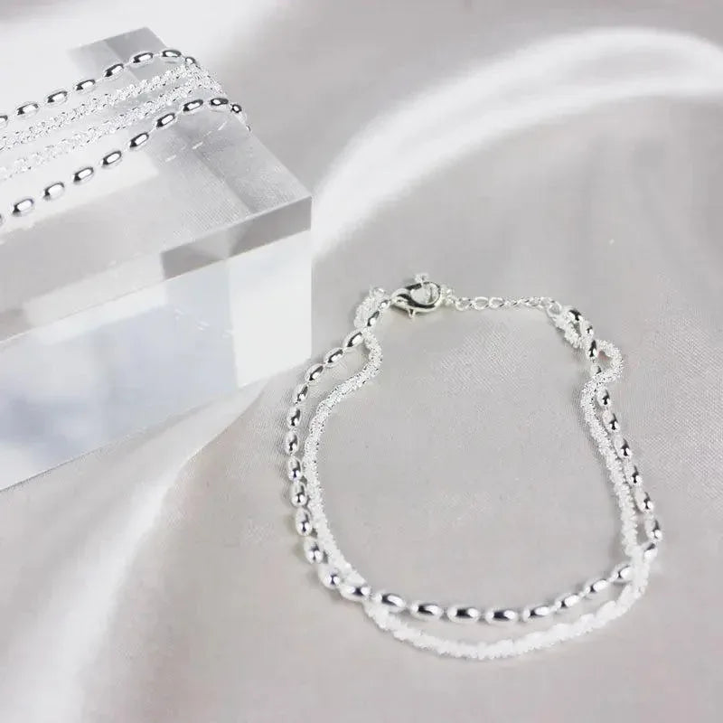 Silver Bracelet Set with Zirconia Details - MABEL LONDON