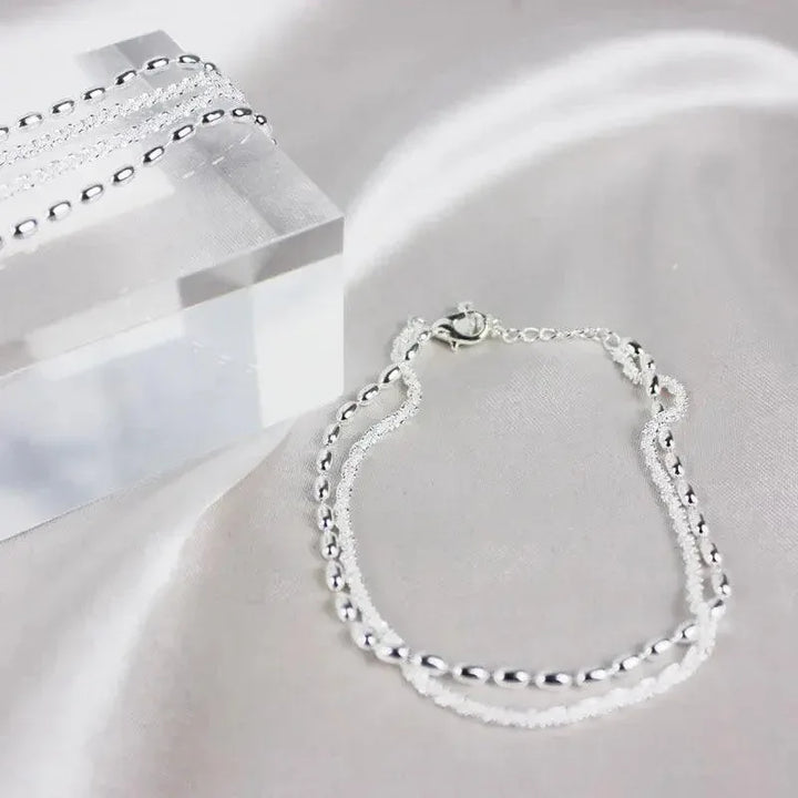 Silver Bracelet Set with Zirconia Details - MABEL LONDON