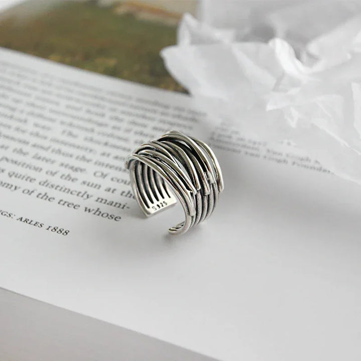 Adjustable Layered 925 Sterling Silver Ring - MABEL LONDON