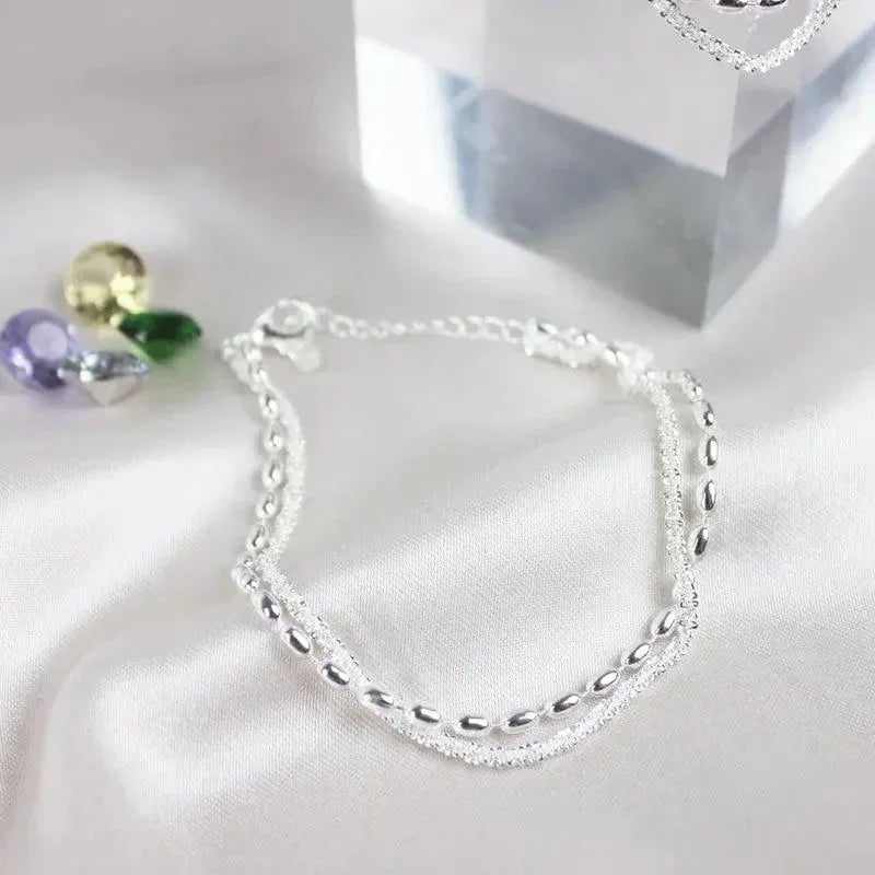 Silver Bracelet Set with Zirconia Details - MABEL LONDON