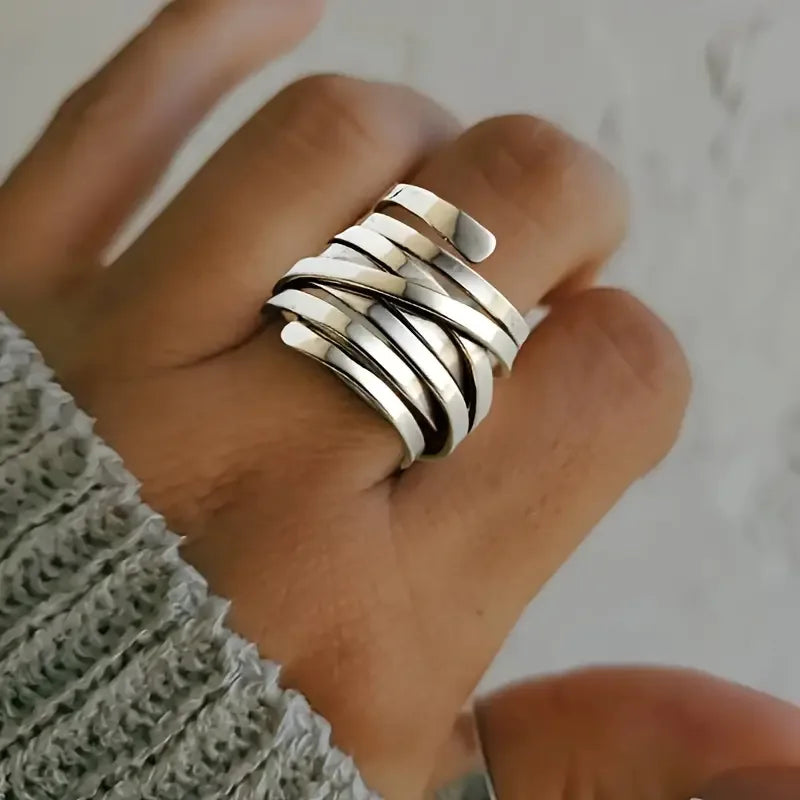 Bliss - Vintage Thick Layer Silver Ring - MABEL LONDON