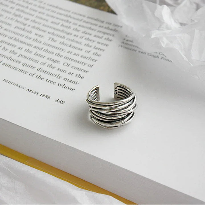Adjustable Layered 925 Sterling Silver Ring - MABEL LONDON
