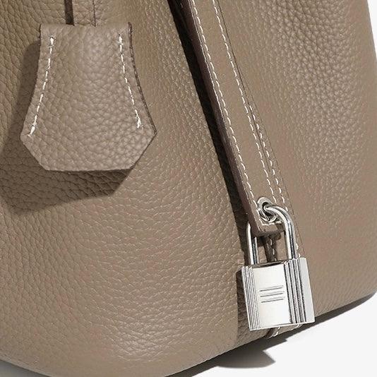Women's Genuine Leather Silver Buckle Basket Bag - MABEL LONDON