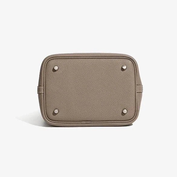 Women's Genuine Leather Silver Buckle Basket Bag - MABEL LONDON