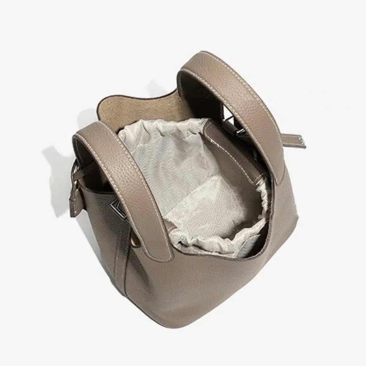 Women's Genuine Leather Silver Buckle Basket Bag - MABEL LONDON