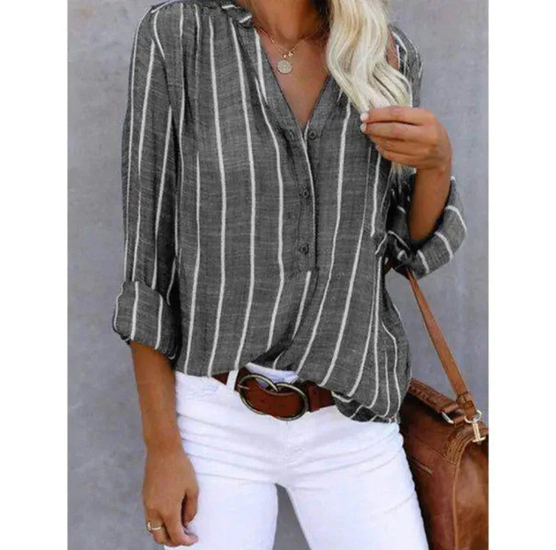 Havisa | Striped Casual Blouse - MABEL LONDON